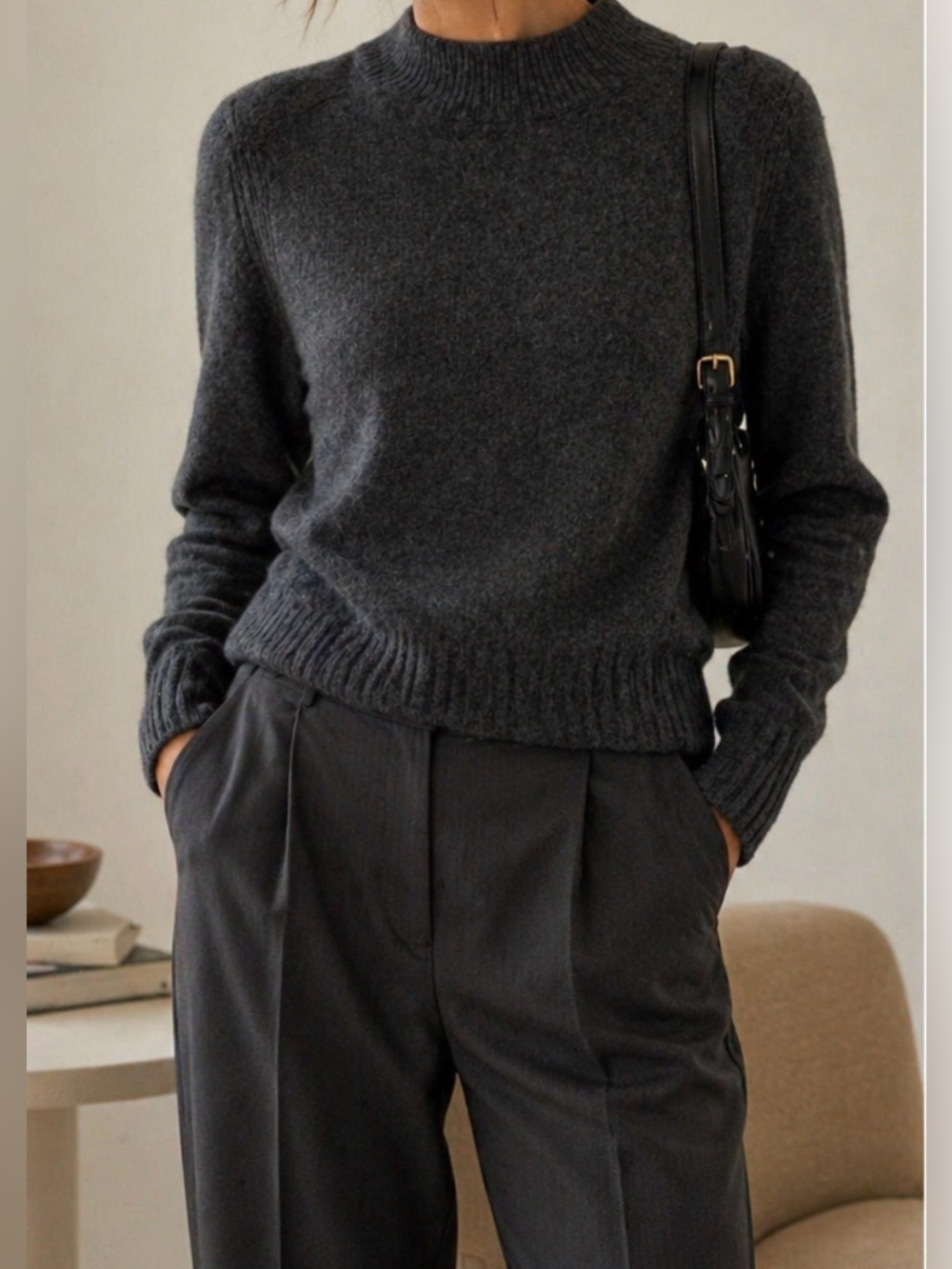 J.Crew 100% Cashmere Mock Neck Sweater Gray XS Soft Luxe Minimal